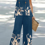Casual Summer Sleeveless T-Shirt Trousers Two-Piece Set