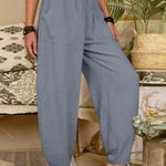 Casual Plain Loose Cotton Harem Pants