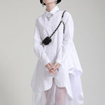 Urban Loose Split-Joint Lapel Long Sleeves Midi Dress