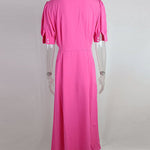 High Waisted Loose Buttoned Round-Neck Midi Dresses