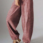 Solid Color Casual Plain Linen Pants