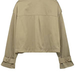 Classic Charm Strap Details Pocketed Cargo Style Zipper Loose Jacket