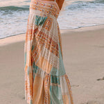 Multicolor Boho Patchwork Print Square Neck Sundress