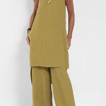 Women Casual Linen Strappy Two Set Suits