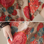 Loose Short Sleeves Printed V-Neck Maxi Dresses