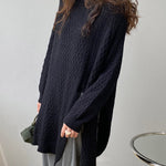 Original Irregular 5 Colors Split-Side Round-Neck Long Sleeves Sweater Top