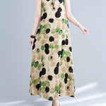Loose Sleeveless Printed Split-Joint Round-Neck Maxi Dresses