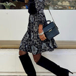 Black Combined Printed Dress