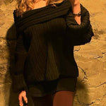 Fashionable Irregular Collar Loose Casual Knitted Sweater