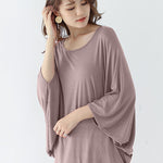 Vintage Loose Round-Neck Batwing Sleeves Shirts