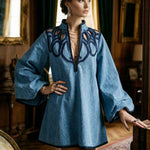 A-Line Long Sleeves Contrast Color Hollow Split-Joint Stand Collar Mini Dresses