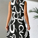 A-line Sleeveless Contrast Color Printed Mini Dresses