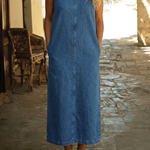Women's Round Neck Sleeveless Casual Loose Denim Vest Dress