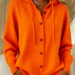 Women's Casual Retro Solid Color Knitted Hooded Cardigan