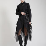 Urban Loose Split-Joint Lapel Long Sleeves Midi Dress