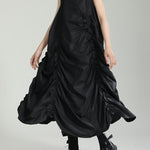 Irregular Clipping Loose Solid Color Round-Neck Midi Dresses