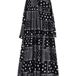 Long Sleeves Loose Buttoned Polka-Dot Printed Split-Joint Midi Dresses