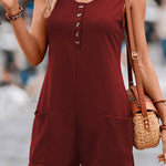 Casual Button Pocket Tank Top Jumpsuit