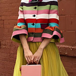 Flared Sleeves Multi-Colored Striped Lapel Jackets Outerwear