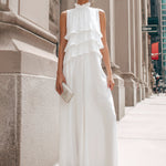 Sleeveless Layered High-Neck Maxi Dress