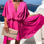 Tell You Something Batwing Sleeve Satin Dress