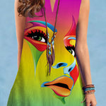 Loose Plus Size Figure V-Neck Mini Dresses