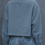 Flap Pockets Turn Down Collar Corduroy Shacket