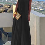 Loose Asymmetric Solid Color Split-Joint One-Shoulder Maxi Dresses