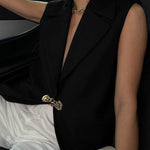 Loose Sleeveless Split-Joint Deep V-Neck Vest Outerwear