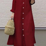 Street Solid Mandarin Collar Shirt Dress Dresses