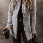 Light Grey Lapel Collar Pocketed Long Jacket