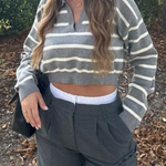 Striped Slim-fit Cropped Sweater