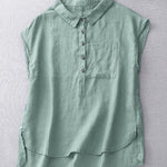 Ladies Casual Sleeveless Shirt With Lapel Button Design