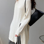 Original Irregular 5 Colors Split-Side Round-Neck Long Sleeves Sweater Top