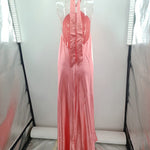 A-Line Loose Backless Solid Color Tied Halter-Neck Maxi Dresses