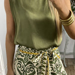 GALA waist tie ethnic totem pattern trousers
