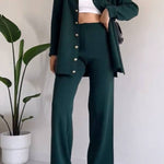 Casual Striped Jacquard Knitted Two-pieces Set