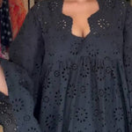 Elegant Black Hollow Pattern Dress