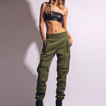 Stylish High-Waisted Solid Color Zipper Casual Sports Pants