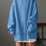 Casual Loose Solid Color Round-Neck Sweatshirt Top