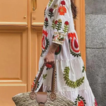 Positioning Plant Leaf Print Long Dress