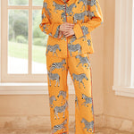 Yellow Zebra Print Home Long-sleeved Two-piece Set