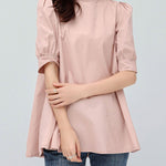 Casual Loose Bow-Embellished Solid Color Blouse