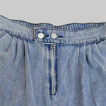 Loose Buttoned Solid Color Zipper Jean Pants Bottoms Knickerbockers Trousers