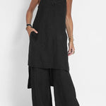 Women Casual Linen Strappy Two Set Suits