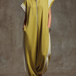 Casual Sports White Webbing Yellow-green Sleeveless Jumpsuit