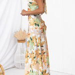 Happier Now Satin Floral Halter Maxi Dress