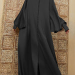 Batwing Sleeves Solid Color Split-Front Maxi Dresses