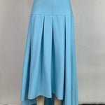 High Waisted High-Low Belted Pleated Solid Color Skirts Bottoms