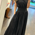 MAKE A LIST ELASTIC WAIST POCKETED RELAXED MIDI DRESS